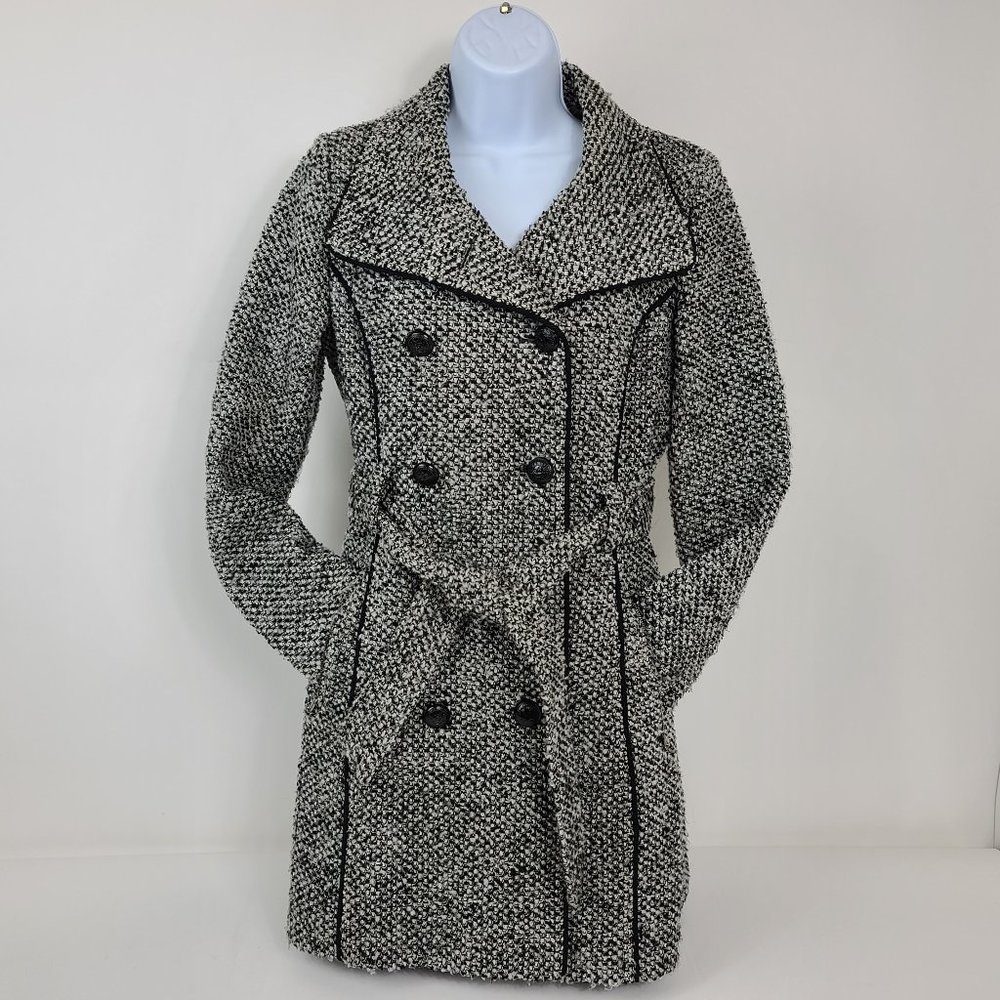 Guess Wool Blend Button Down Collared Pea Coat